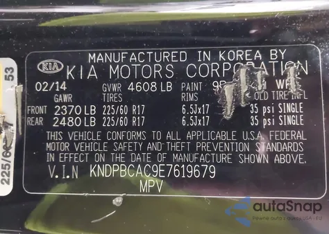 2014 Kia Sportage Lx z USA, uszkodzony, nr VIN KNDPBCAC9E7619679